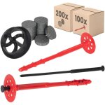 Protektor chevilles pour isolation optimis - set 10x220mm clou plastique (100 pcs + 200 ronds + 1 fraise) ...