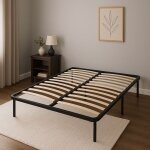 Provence literie - sommier metal 140x190 - cadre � lattes julie - �paisseur m�tal 1, 2 mm - 14 lattes ...