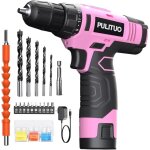 Pulituo kit de perceuse �lectrique sans fil rose 12 v avec batterie et chargeur, perceuse �lectrique, ...
