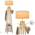 Puluomis lampadaire sur pied portemanteau avec panier de rangement - 8 crochets - abat - jour lin - portant ...