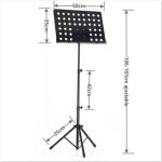 Pupitre musique pliable ajustable 106 - 163cm support m�tallique avec sac transport en noir