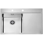 Alveus - pure - �vier 790x525 mm, avec commande de vidage, gauche, inox 1103610