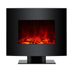 Purline - chemine lectrique 2kw verre tremp noir avec tlcommande