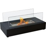 Purline - chemin�e � l'�thanol de table avec deux abat - jours en verre tremp�