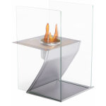 Purline - chemine de table  l'thanol en acier inoxydable et verre tremp