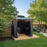 Purple leaf tonnelle de jardin ext�rieur �conomique avec guirlande led, pavillon en aluminium, gazebo ...