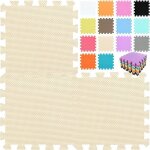 Vurahome - puzzle tapis mousse bebe - id�al pour les tapis de jeux enfant, 18 dalles(30 30 1cm), beige. ...