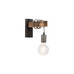 Qazqa ? applique murale industrielle noire avec bois ? l 75 mm ? compatible variateur ? �clairage int�rieur ...