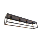Qazqa - cage - plafonnier - 4 lumi�re - l 99. 5 cm - noir - rustique - �clairage int�rieur - salon i ...