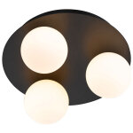 Qazqa cederic - plafonnier - 3 lumi�re - � 23 cm - noir - moderne - �clairage ext�rieur - salle de bains ...