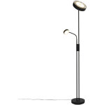 Kelso - led dimmable lampadaire avec lampe de lecture variateur inclus - 2 lumi�re - h 180 cm - noir ...