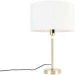 Qazqa parte stof - lampe de table avec abat - jour - 1 lumi�re - � 35 cm - dor� / laiton - design - �clairage ...