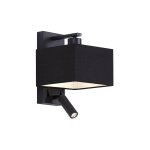 Puglia - led applique murale avec lampe de lecture - 1 lumi�re - l 18 cm - noir - moderne - �clairage ...
