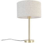 Qazqa simplo stof - lampe de table avec abat - jour - 1 lumi�re - � 35 cm - dor� / laiton - design - ...
