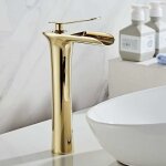 Qersta - mitigeur de lavabo robinet cascade haut pour lavabo de salle de bain dor