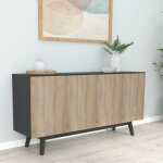 Le quai des affaires - bahut home 4 portes 2 tiroirs / d�cor noir et ch�ne blanchi / 160x42x80 cm