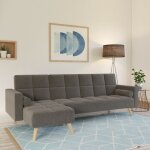 Le quai des affaires - canap d'angle convertible gauche asgard / gris / 253x144x90 cm