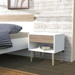 Le quai des affaires - chevet 1 tiroir camper / d�cor blanc & ch�ne blanchi / 47x39x50