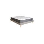 Le quai des affaires - lit borea 160x200 tissu + 1 sommier + 1 matelas carlton / gris clair / 215x167x34 ...