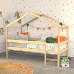 Le quai des affaires - lit cabane mika 90x190 + sommier / naturel / 199x95x165