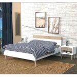 Le quai des affaires - lit camper 160x200 cm / d�cor ch�ne blanchi et blanc / 205x166x80cm