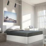 Le quai des affaires - lit coffre 140x190 cm avec sommier et tte de lit blanc - loni