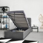 Le quai des affaires - lit coffre parma 90x190 + 1 sommier / gris fonc� / 201x99x99 cm