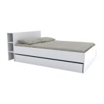 Le quai des affaires - lit avec tête de lit rangements et tiroirs 140 x 190 cm - blanc - eugene Le quai des affaires - lit avec tête de lit rangements et tiroirs 140 x 190 cm - blanc - eugene