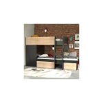 Le quai des affaires - lit superposé 90x190 cm avec 2 sommiers, 2 tiroirs et armoire Le quai des affaires - lit superposé 90x190 cm avec 2 sommiers, 2 tiroirs et armoire