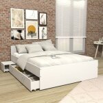Le quai des affaires - lit twist 140x190 + 1 chevet + 1 tiroir / blanc / 194x144x65 cm