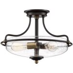 Quoizel - elstead griffin plafonnier semi - encastr� bowl bronze palladien avec accents de laiton patin� ...