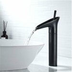 R&g - robinet salle bain noir, robinet cascade mitigeur lavabo noir rtro  levier unique robinet lavabo, ...
