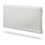Radiateur �lectrique 500w plinthe � fuide calo panneau double acier blanc horiz 500x300mm thermostat ...