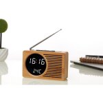 Radio de chevet r�tro en bois r�veil paresseux muet r�veil cadeau cr�atif horloge �lectronique 16. 5 ...