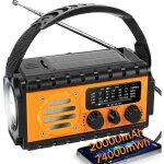 Radio dynamo survie 20000mah sw / am / fm, lampe dynamo survie solaire, grande batterie, portable charge ...