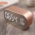 Radio r�veil fm sans fil avec miroir � chiffres, bluetooth sans fil led, double lecteur de musique en ...