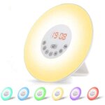 Radio r�veil lumineux lampe de chevet led contr�le tactile simulation du lever et du coucher de soleil ...