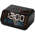 Radio - r�veil multifonction led - timing musical, rechargeable, radio fm - pour la maison - noir