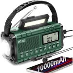 Radio d'urgence 37000 mwh avec alerte mto portable avec manivelle am / fm radio de survie numrique, ...