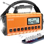 Radio d'urgence avec alerte m�t�o portable, radio de survie num�rique am / fm � manivelle, r�veil, lampe ...