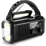 Radio d'urgence avec batterie solaire de 10 000 mah, lampe torche solaire et kit de survie, noir