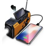 Radio d'urgence m�t�o 2000mah (mod�le a1) solaire / manivelle / � piles chargeur de batterie portable ...