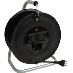 Enrouleur de cble 50m rallonge lectrique 3x1, 5 - 4 prises bypass + schuko avec pied - salon