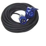 Rallonge cee 30m avec connecteur coude cee prise schuko 3x25mm