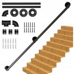 Rambarde d'escalier avec poign�e, noir mat, diam�tre 30 mm, 150 cm