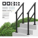 Rampe deescalier pour 2 - 3 marches exterieures main courante escalier 2pcs avec kit deinstallation, ...
