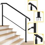 Rampe de l'escalier 162x102. 5cm en aluminium noir garde corps terrasse rampe escalier pour jardin entre ...