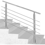 Rampe d'escalier acier inoxydable main courante balustrade garde - corps argent� 80 cm 5 crossbars