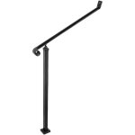 Mophorn rampe d'escalier en fer forg de 40 mm pour 2 marches, usage extrieur / intrieur, poteau  ...
