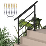 Rampe d'escalier - outsunny - pour 1 � 3 marches - kit d'installation inclus - m�tal - 95 x 5 x 98 cm ...